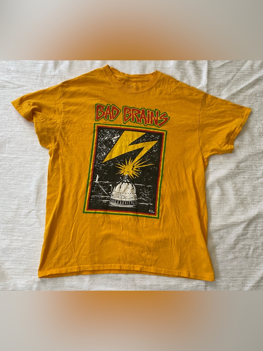 Bad Brains Yellow Screen Printed Band T Shirt Mens Medium / Large